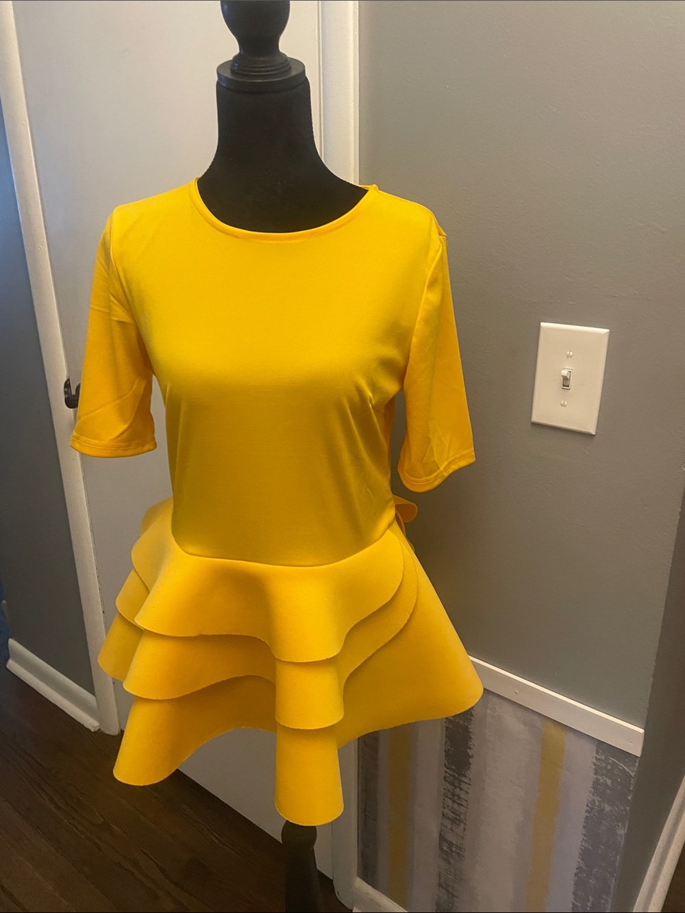 Yellow Ruffle Peplum top